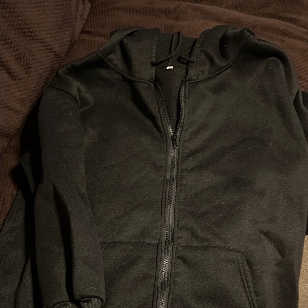 Men's Black Zip-Up Hoodie Jacket